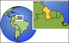 Karte mit der Position von Guyana
                              innerhalb von S�d-"Amerika"