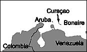 Karte mit der
                              Position der Insel Cura�ao, auch
                              "Holl�ndische Antillen" genannt
                              (mehrere Inseln)
