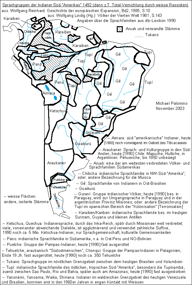 Sprachgruppen der Indianer in
            S�d-"Amerika" bis 1492