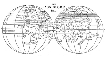 Auf Laons
                            der Weltkarte von 1493 existieren nur
                            Europa, Afrika und Asien.