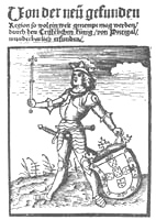 Vespucci: Mundus Novus : Titelblatt mit
                          K�nig in R�stung / prima pagina con rey en
                          armadura / first page with king in armour