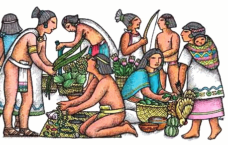 Azteken: Handel mit Federn des
                        Quetzalvogels