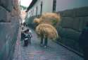 Cuzco: Heutransport zu Fuss