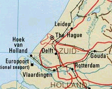 Karte mit der Position der europ�ischen
                          Porzellanstadt Delft, Holland
