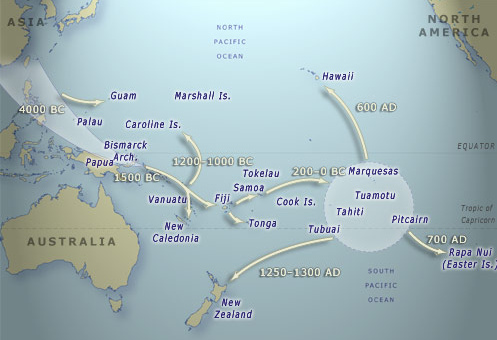 Karte der
                              Maori-Kolonisation in der S�dsee