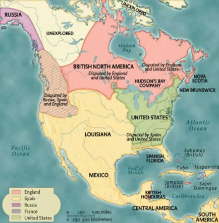 Karte von
                              Nord-"Amerika" nach dem
                              "Frieden von Versailles" von
                              1783