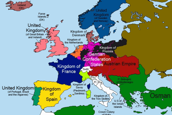 Karte mit Europa
                              1815