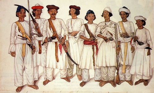 Gurkha-Soldaten
                            aus Nepal, 1815 ca.