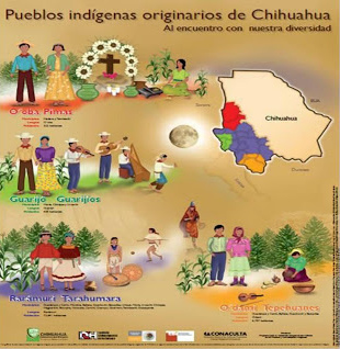 Karte der Provinz
                    Chihuahua mit den Gebieten der Ureinwohner /
                    Prim�rnationen