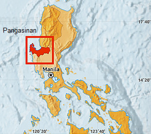 Karte der n�rdlichen
              "Philippinen" mit Manila und der Provinz
              Pangasinan
