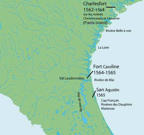 Karte mit
                      Franz�sisch-Florida 1564-1568