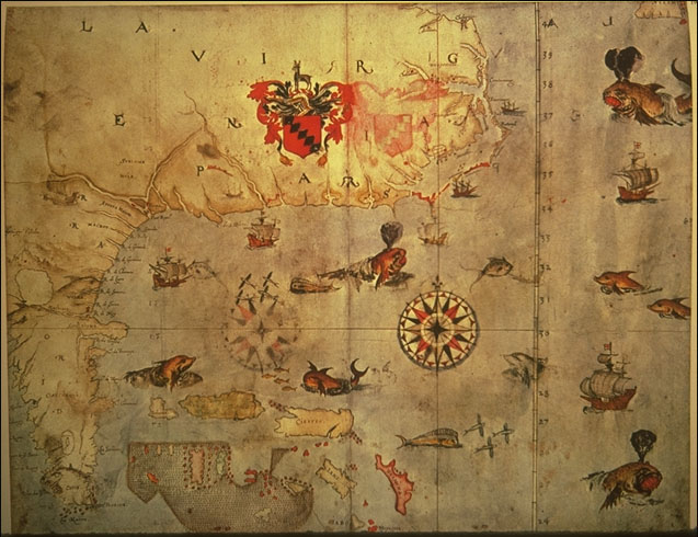 Karte von John White 1585: Karibik