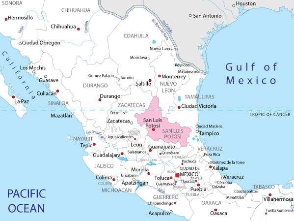 Karte von Mexiko mit San
                  Luis Potos�