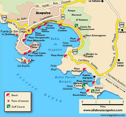 Plan von Acapulco mit der Festung San
                            Diego und der Hafenbucht "Puerto
                            Marqu�s"