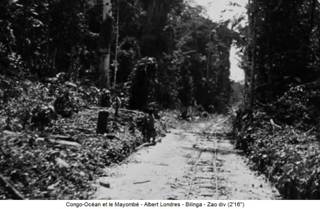 Eisenbahnbau im Mayombe-Gebirge
                                  durch den Giga-Urwald