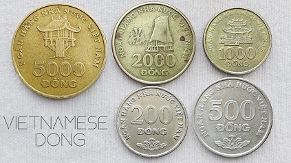 Vietnam money Dong coins