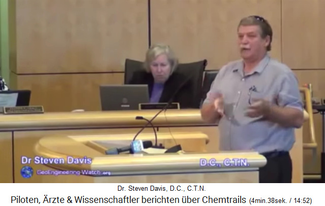 Steven Davis: Die
                                                  Nanoteilench aus
                                                  Aluminium der
                                                  Chemtrails gelangen
                                                  durch die Atemluft bis
                                                  ins Gehirn und
                                                  provozieren Alzheimer