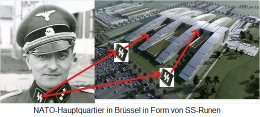 Das
                          neue NATO-Zentrum in Br�ssel in Form von
                          SS-Runen
