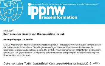 Das Protestschreiben von �rzte gegen Atomkrieg (ippnw) an die Merkel-Regierung vom 2. Oktober 2014