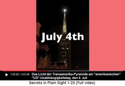 Das weisse Licht der Transamerika-Pyramide vom
                    4. Juli am Unabh�ngigkeitstag der "USA"