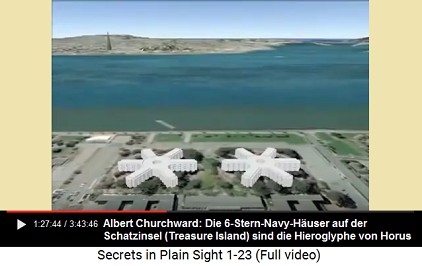 Albert Churchward meint, die Navy-H�user w�rden
                    die Hieroglyphe f�r den Sonnengott Horus darstellen
