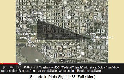 Washington DC: The Federal Triangle with stars
                    Spica (Virgo), Regulus (Leo) and Arcturus (Bootis)