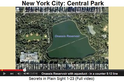 Onassis Reservoir in Central Park with an
                    aqueduct in a counter 5:12 line