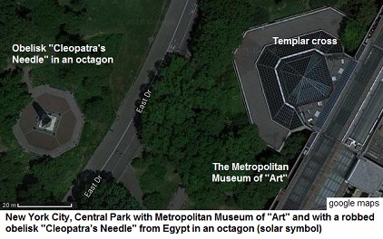 Central Park with Metropolitan Museum and
                    obelisk "Cleopatra's Needle", google maps