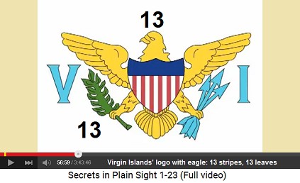 Logo of Virgin Islands with an eagle with 13
                    stripes and 13 leaves