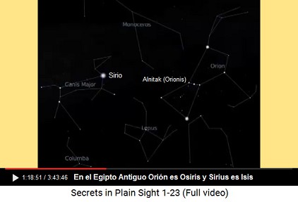 Las constelaciones con la estrella Sirio (en
                      el Canis Mayor) y con la estrella Alnitak (en el
                      cintur�n del Ori�n)