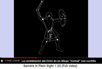 La constelaci�n del Ori�n en un dibujo
                      "normal" con espada, cuchillo y escudo