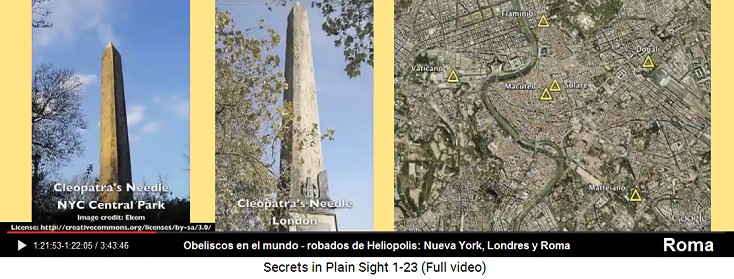 Obeliscos robados de Heliopolis puestos en el
                      mundo en Nueva York (NYC), en Londres y en Roma