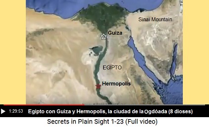 Mapa de Egipto con Guiza y Hermopolis donde
                    fueron los 8 dioses de la Ogd�ada