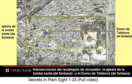 El rect�ngulo de Jerusal�n con sus
                    intersecciones indicando la iglesia con la tumba
                    santa (de fantas�a) - y el Domo de Tableros (de
                    fantas�a)
