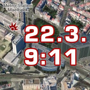 Der Bombenanschlag auf die
                                  U-Bahn-Station Maelbeek in Br�ssel vom
                                  22.3.2016 um 9:11 Uhr [3] - beides
                                  sind klare Codes der kriminellen
                                  Satanisten der angels�chsischen
                                  Polit-Sekte
                                  "Skull&Bones". Auf
                                  Englisch liest man den 22. M�rz als
                                  22-3, den 11. September als 9-11