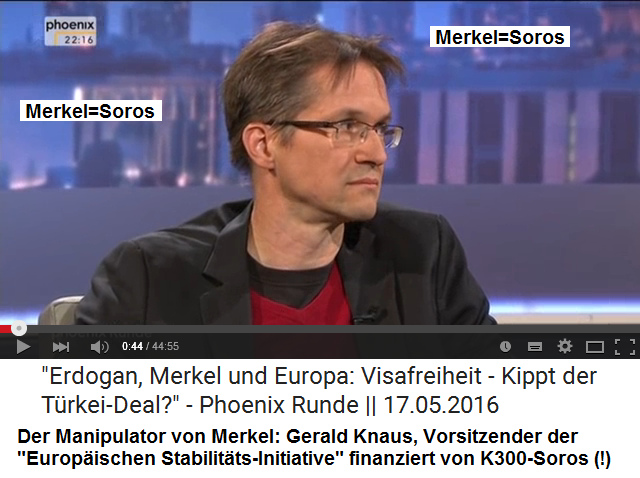 Gerald Knaus von der
                              "Europ�ischen
                              Stabilit�ts-Initiative" von Soros
                              finanziert manipuliert Merkel - und Merkel
                              l�sst sich manipulieren