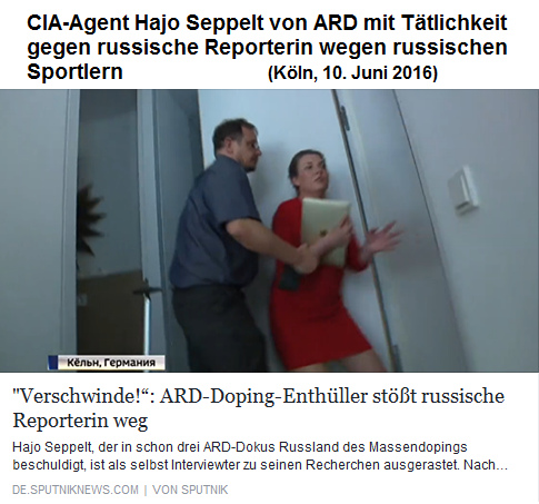 CIA-Agent Hajo Seppelt von
                    der CIA-ARD mit T�tlichkeit gegen russische
                    Reporterin in K�lner Hotel