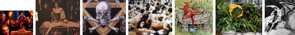 Satanistischer
                                    Kalender: Babyt�tung, Frauenopfer,
                                    Sch�del und Knochen, Sexorgie,
                                    Tieropfer, Kr�uterpflanzen, und der
                                    Satansgott Luzifer